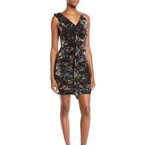 Aidan Mattox Floral Burnout Velvet Ruched Dress 6